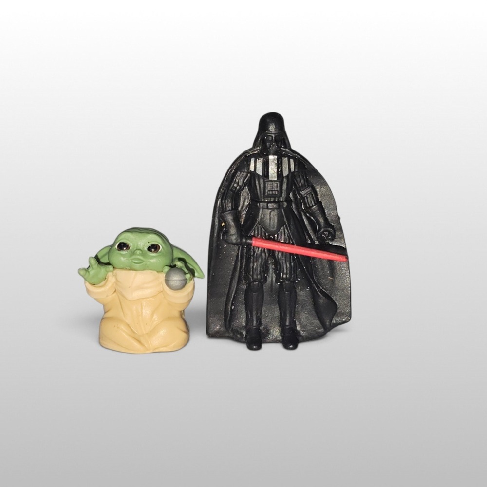 Miniature Black Green Figure Lot Darth Vader Grogu Star Wars Toy Force Yoda